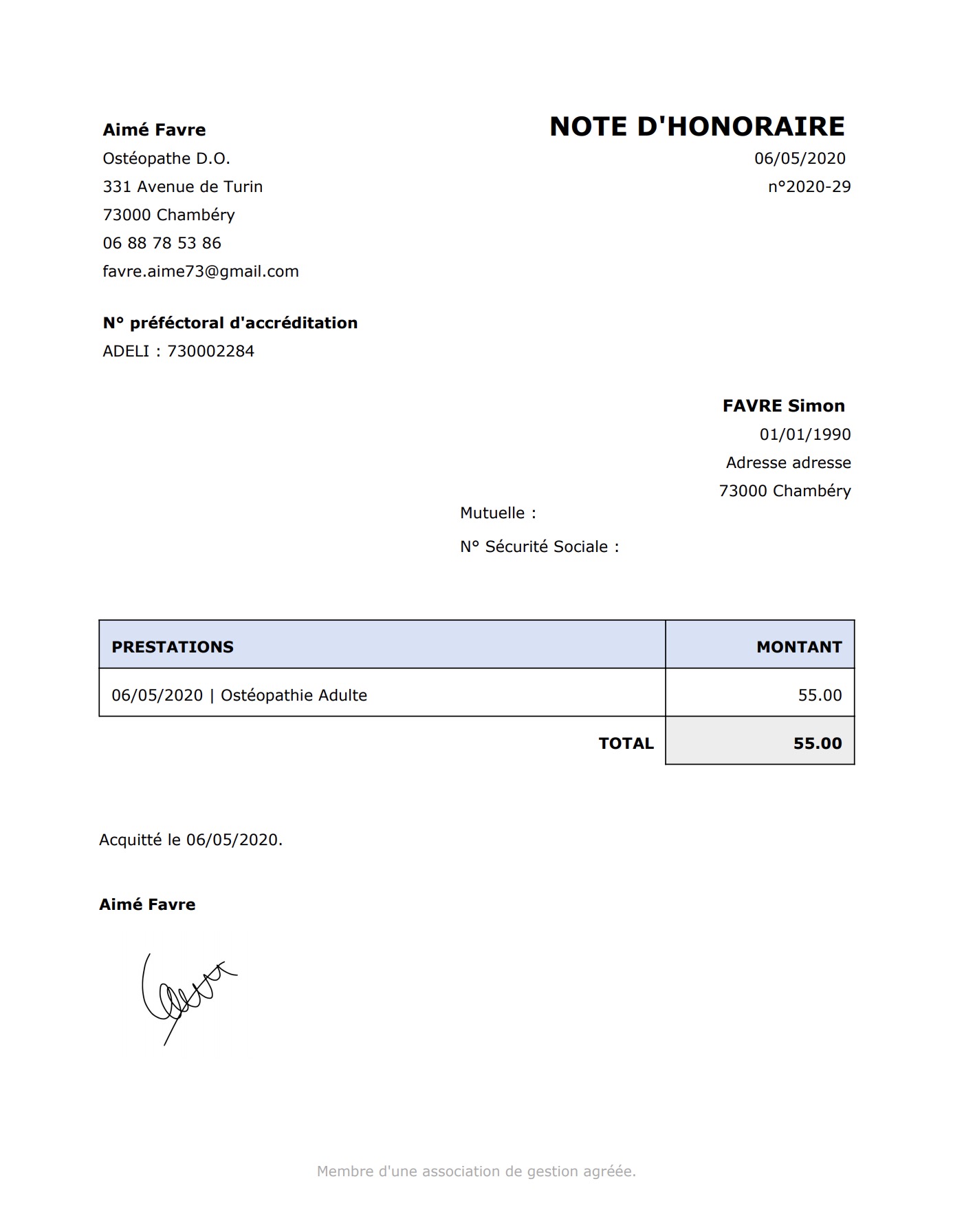 Génération de Document / Lettre | PERF'OSTEO